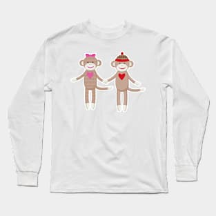 Sock Monkey Wedding Couple Long Sleeve T-Shirt